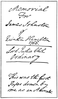 MS. Indorsement by Boswell on the First Paper drawn by him as an Advocate