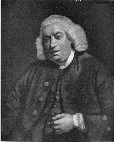 THE BEST-KNOWN PORTRAIT OF DR. JOHNSON, BY SIR JOSHUA REYNOLDS. ORIGINALLY IN THE LIBRARY AT STREATHAM. SOLD IN 1816 FOR £378. PASSED EVENTUALLY INTO THE NATIONAL GALLERY.  Engraved by Doughty