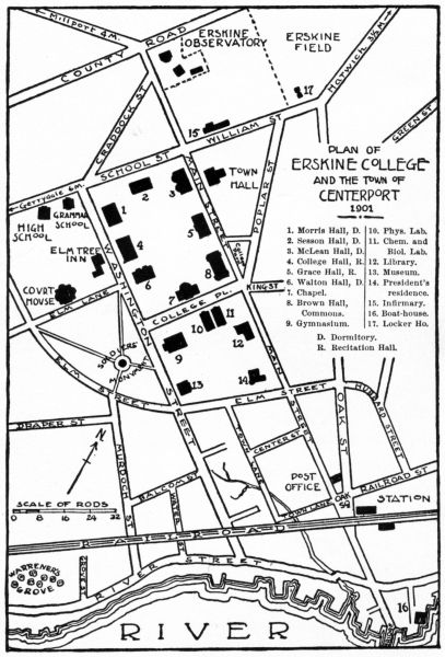 PLAN OF ERSKINE COLLEGE AND THE TOWN OF CENTERPORT - 1901