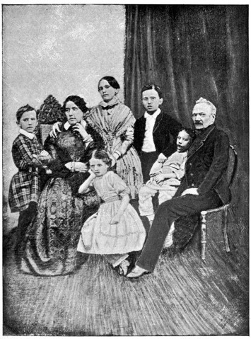 THE TCHAIKOVSKY FAMILY IN 1848  PETER ILICH TCHAIKOVSKY. ALEXANDRA ANDREIEVNA (THE MOTHER). ZINAIDA ILYINICHA. NICHOLAS ILICH. HYPPOLITE ILICH. ILIA PETROVICH (THE FATHER). 7. ALEXANDRA ILYINICHA. (CENTRE)  (From an old Daguerrotype)