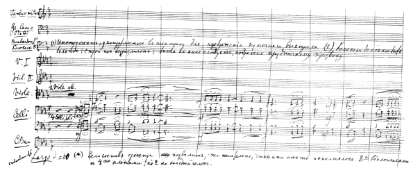 OPENING BARS FROM THE OVERTURE “1812”  From the MS. in the possession of P. Jurgenson, Moscow