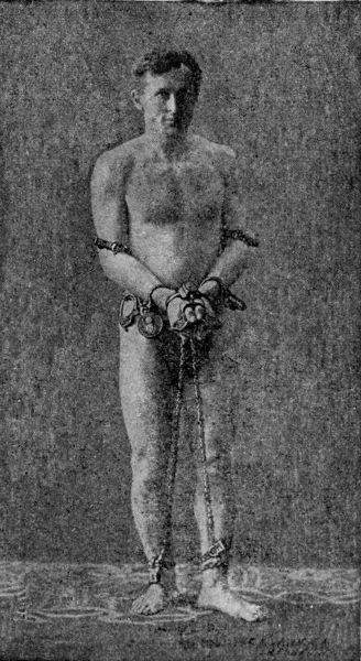 Houdini as Handcuffed, Elbow-ironed, and Thumbscrewed by the Berlin Police, October, 1900.