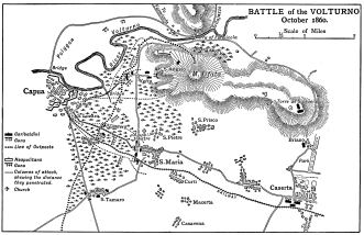 Map of the BATTLE of the VOLTURNO October 1860.