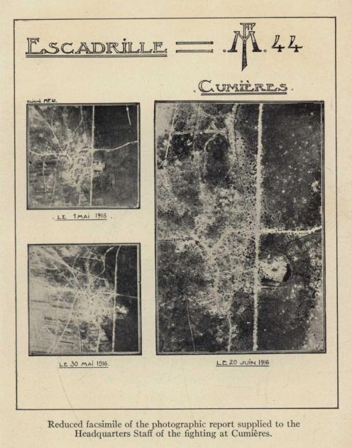 Reduced facsimile of the photographic report supplied to the Headquarters Stall of the fighting at Cumières.