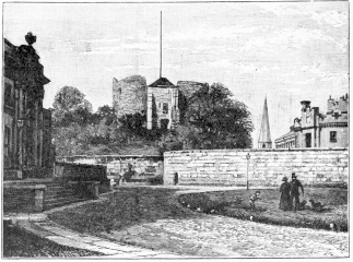 YORK CASTLE (USED AS PRISON), WITH ASSIZE COURT ON LEFT  Photo: Frith & Co., Reigate.