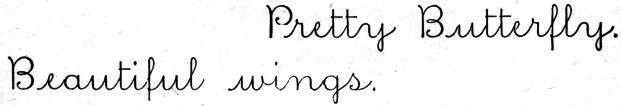 cursive: Pretty butterfly. Beautiful wings