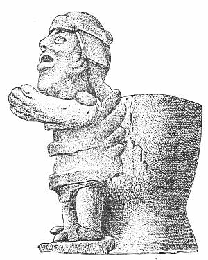 Fig. 68. Incense burner decorated with crude clay     figurine from Mound No. 25.