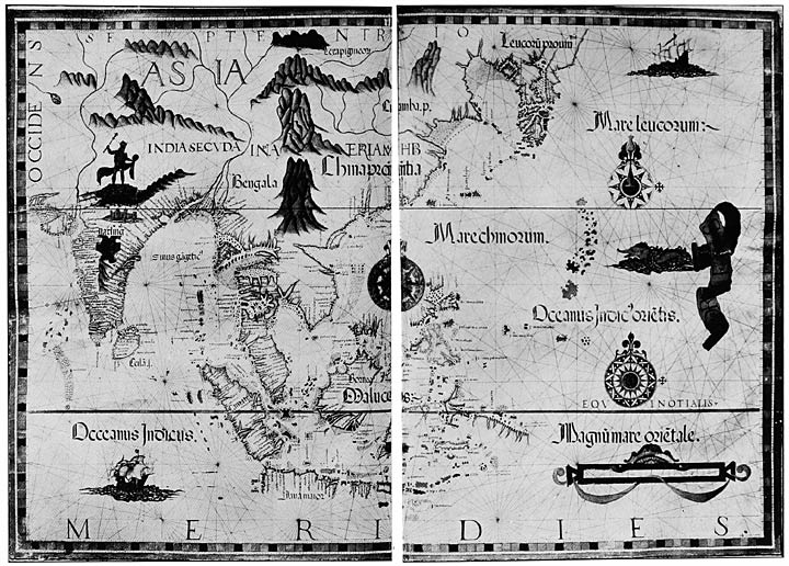 Map of eastern Asia and the eastern archipelago, showing the Moluccas; drawn by Diego Homem, ca. 1558 (on vellum)