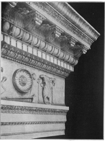 SCULPTURED DETAILS OF TEMPLE OF VESPASIAN, ROME; RESTORED MODEL METROPOLITAN MUSEUM OF ART, NEW YORK.