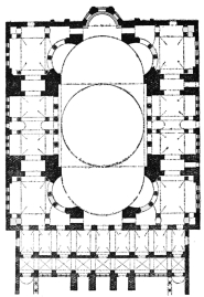 Plan of Church of S. Sophia at Constantinople. Scale about 100 feet to one inch.