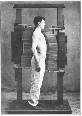 Photo, A. N. Mirzaoff   A FRENCH METHOD OF MEASURING VERTICAL CONFORMATION, CONSIDERED IMPORTANT FOR ATHLETES