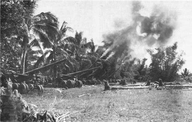 155-MM. GUNS FIRING ON CARIGARA