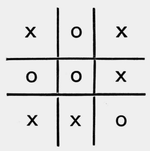 nine-slot board with an x or o in each slot