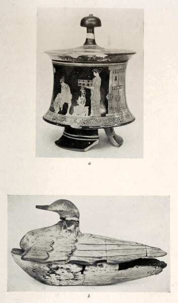 Illustration: (a) A Pyxis in the British Museum. (b) A             Toilet-box in the British Museum.