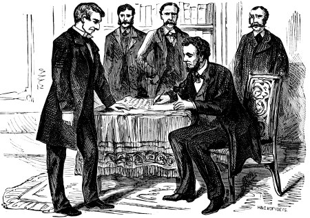 Image unavailable: ABRAHAM LINCOLN, SIGNING THE EMANCIPATION PROCLAMATION. PAGE 267