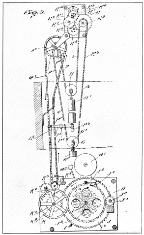 Fig. 3.  DRAWING OF BANGERTER’S SELF-WINDING CLOCK.