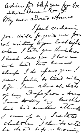 Image unavailable: Letter from William Palmer to his wife.  (Reproduced from the original in the possession of Dr. Kurt Loewenfeld, Bramhall, Cheshire.)