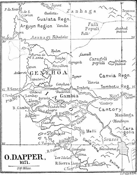 Map: O. DAPPER, 1671.