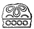 Fig. 155.—BEIT EL KHALÎFAH, FRAGMENT OF STUCCO DECORATION ON ARCH.