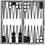 Backgammon board showing the layout described