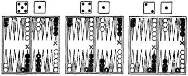 Backgammon boards showing the layouts described