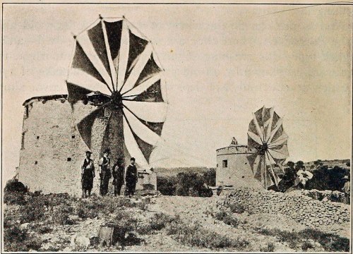 Multi-jib tower mill. Samos, Turkey in Asia.