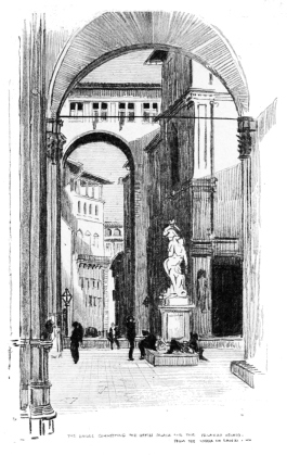 Image unavailable: THE BRIDGE CONNECTING THE UFFIZI and PALAZZO VECCHIO  FROM THE LOGGIA DEI LANZI.