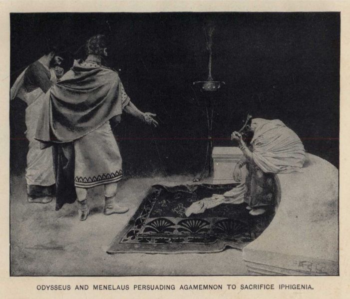 ODYSSEUS AND MENELAUS PERSUADING AGAMEMNON TO SACRIFICE IPHIGENIA.