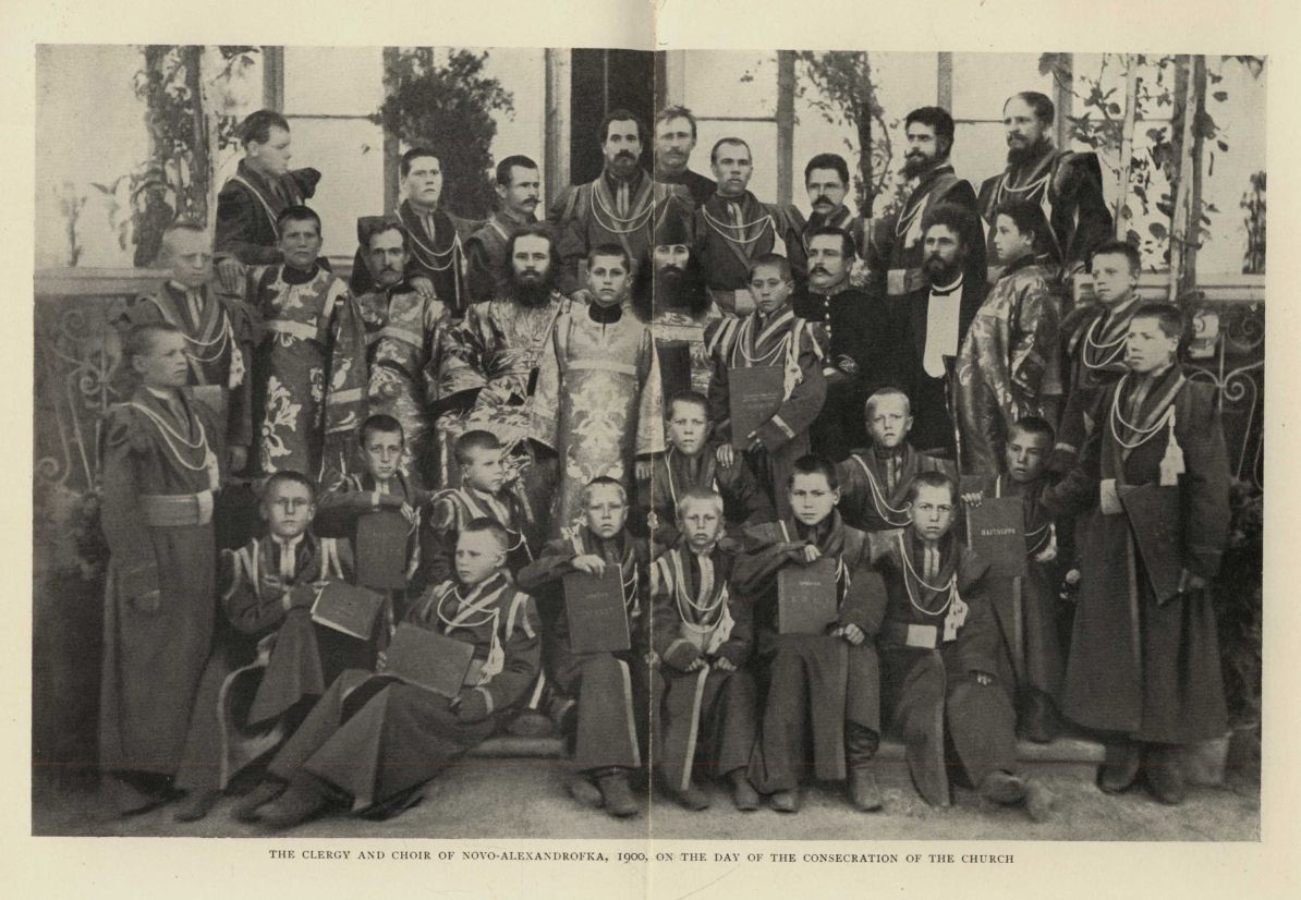 THE CLERGY AND CHOIR OF NOVO-ALEXANDROFKA, 1900, ON THE DAY OF THE CONSECRATION OF THE CHURCH