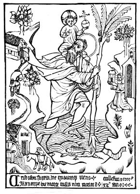 The Saint Christopher engraving described below