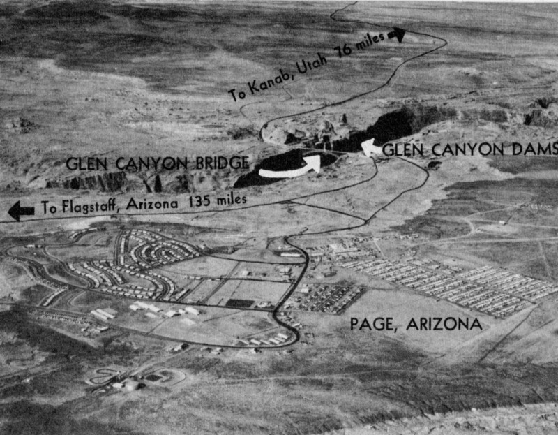 Aerial view of dam and town