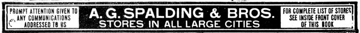 PROMPT ATTENTION GIVEN TO ANY COMMUNICATIONS ADDRESSED TO US       A. G. SPALDING & BROS. STORES IN ALL LARGE CITIES       FOR COMPLETE LIST OF STORES SEE INSIDE FRONT COVER OF THIS BOOK