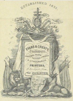 Decorative graphic for Evans & Gresty, Engravers, 71 Eastgate Row, Chester