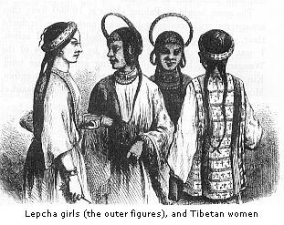 Lepcha girls and Tibetan women