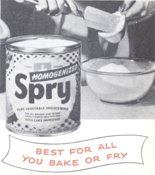 Homogenized Spry’s Pure Vegetable Shortening