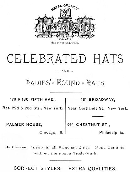 Advertisement, ladies hats