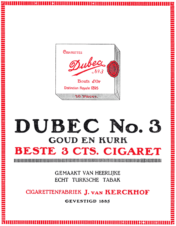 Cigarettes Dubec No. 3 Bouts d’Or Distinction Royale 1895