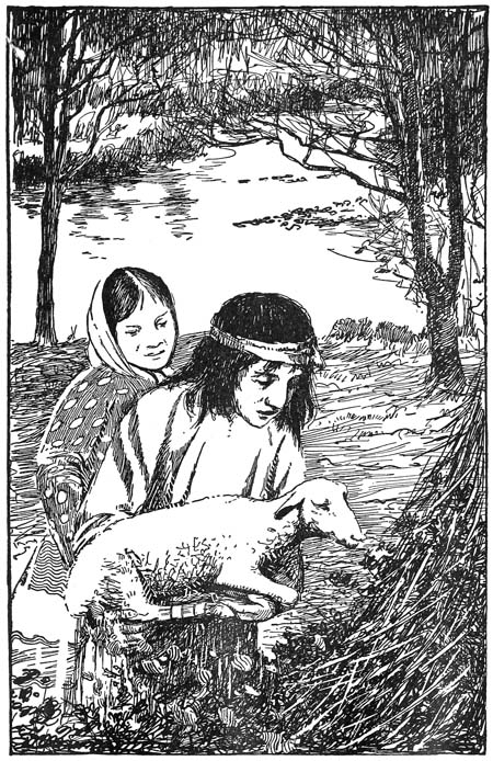 Shecol lifted the lamb carefully in his arms and carried it toward the hut