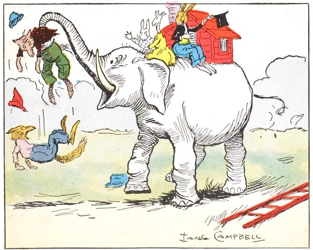 Elephant picks up fox