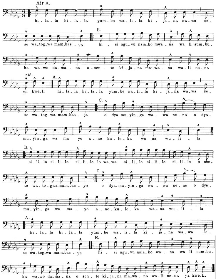 Air A. hi-la-la hi-la-la yum-be wa-li-la ki-ja-na wa-wa se-se wa-tog-wa mam-bas-ya hi-si ngu-vu nsia-ko mwa-na wa li sum-bu-ka wa-wo da-ma-na o-sen-te ki-ja-na ma-wa-na wa-li ne-na ya kwe-li hi-la-la hi-la-la yum-be wa-li-la ki-ja-na wa-wa se-se wa-tog-wa mam-bas-ja o dya-mu-yin-ga wa-wa ne-ne o dya-mu-yin-ga wa ma yo a-ne ku-le-ka wa na wu-li-la si-li-lo si-li-lo si-li-lo-lo wa-wa si-li-lo si-li-lo si-li-lo o sen-te wa-to-gwa mam-bas-ya o dya-mu-yin-ga wa-wa ne-ne o dya-mu-yin-ga wa ma-yo a-ne-ku-le-ka wa-na wu-li-la hi-la-la hi-la-la yum-be wa-li-la ki-ja-na wa-wa se- se wa-tog-wa mam-bas-ya   hi-si ngu-vu nsis-ko wa-na wa li sum-bu-ka wa-wo da-ma-na o son-te ki-ja-na ma-wa-na wa-li ne-na  ya kwe-li.