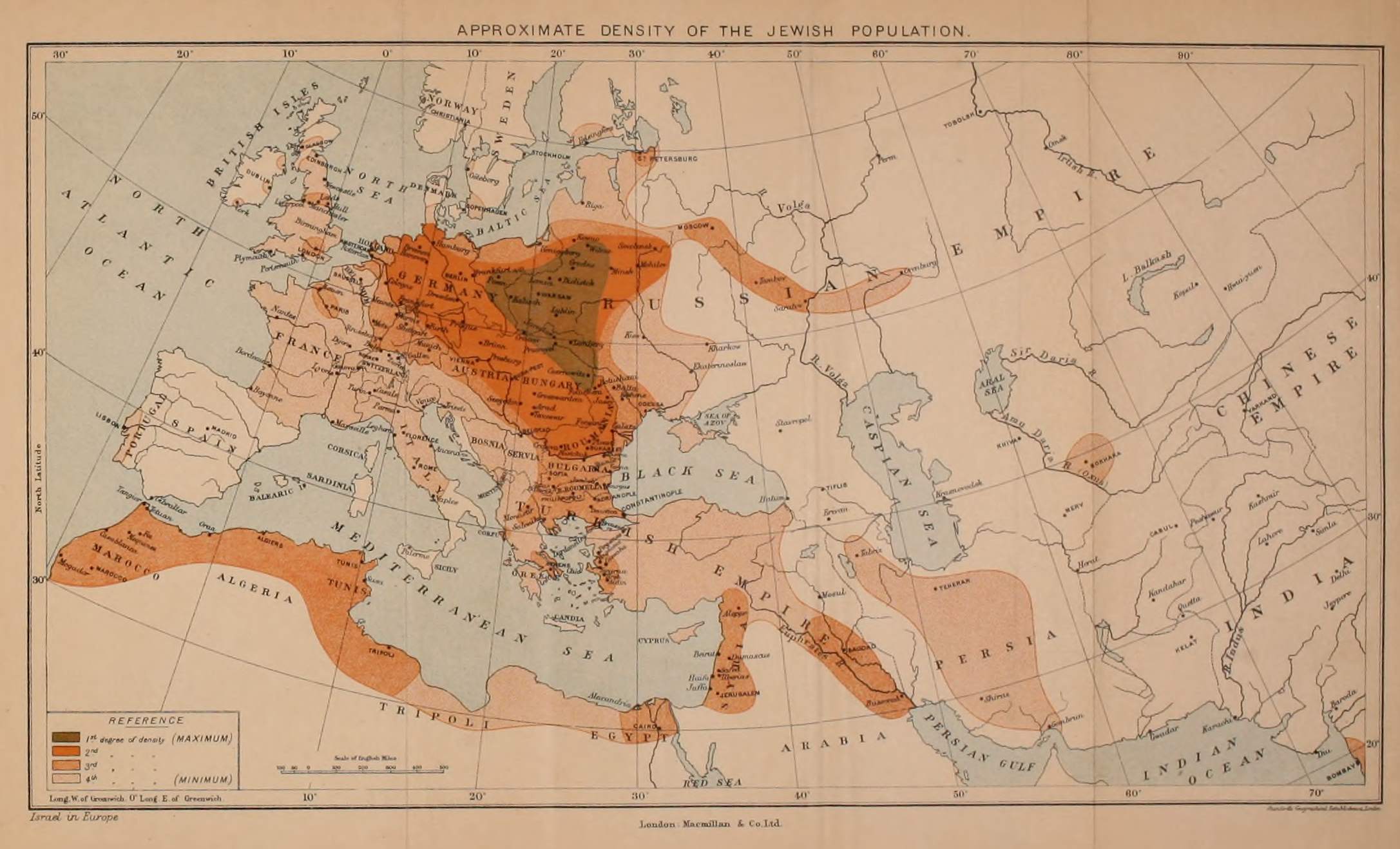 Map: Approximate Density of the Jewish Population