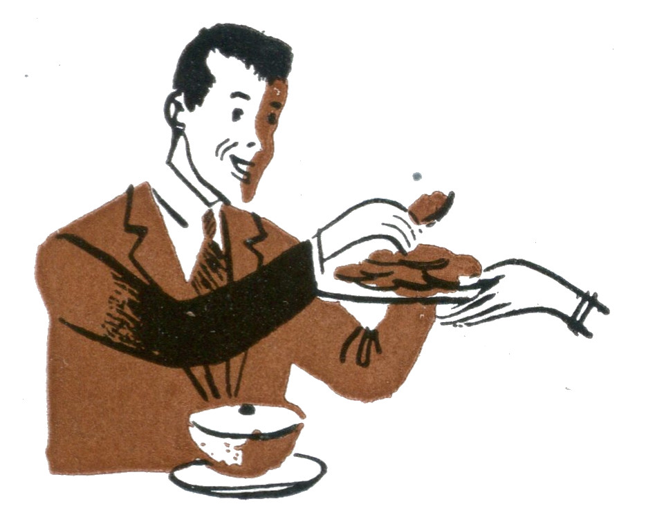 (Man with tea cake)