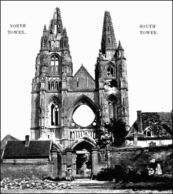 Photograph of the front of the Abbey in 1918.