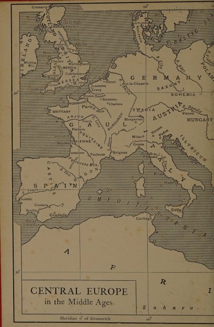 Map: CENTRAL EUROPE in the Middle Ages (left half)