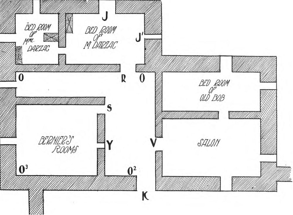 The architectural floor plan labeled The Plan of the Inhabited Floor of the Square Tower is depicted with the layout of various rooms within the structure, with each labeled accordingly.