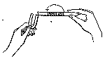 Faraday's Spark. Striking the leg of a horseshoe magnet with an iron bar wound with insulated wire causes a contact between loose end of wire and small disc, and a spark.