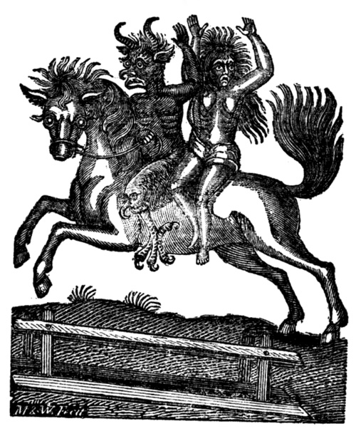 heavy black illustration (woodcut) of the title ­ worth seeing!