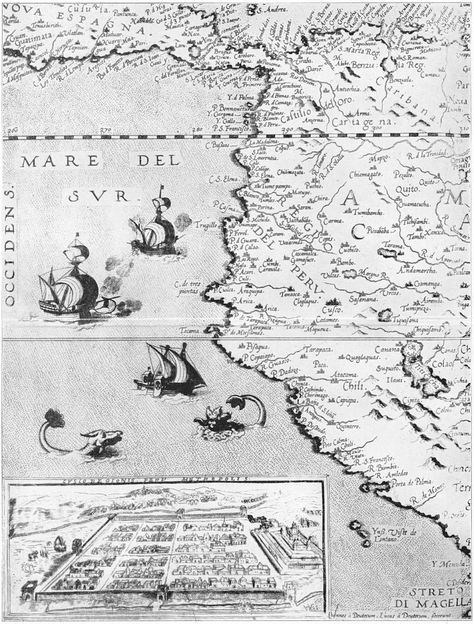 Map of Peru and view of Cuzco