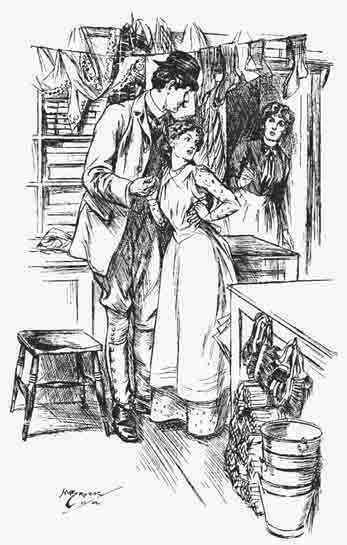 "With his impident arm round Elleney's
waist"