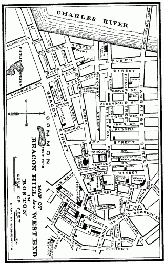 MAP OF BEACON HILL AND WEST END IN BOSTON